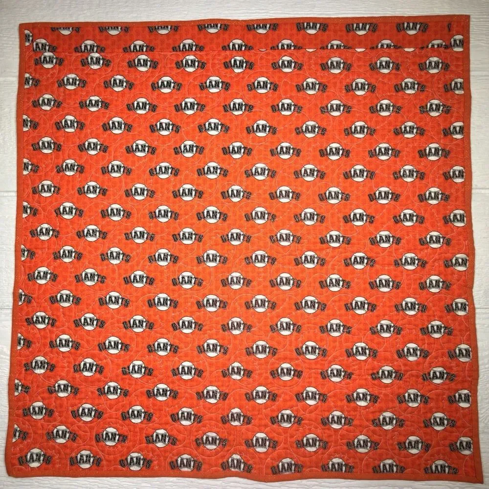 SF Giants Reversible Handmade Quilt Blanket 30x30 MLB Baseball Stitch Patchwork